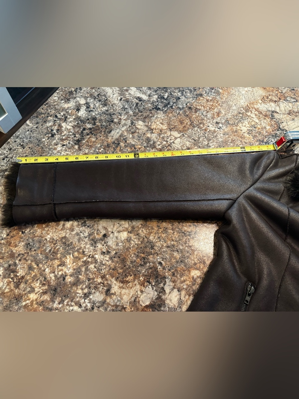 Chocolate brown lined soft zippered jacket has pockets - Picture 13 of 15